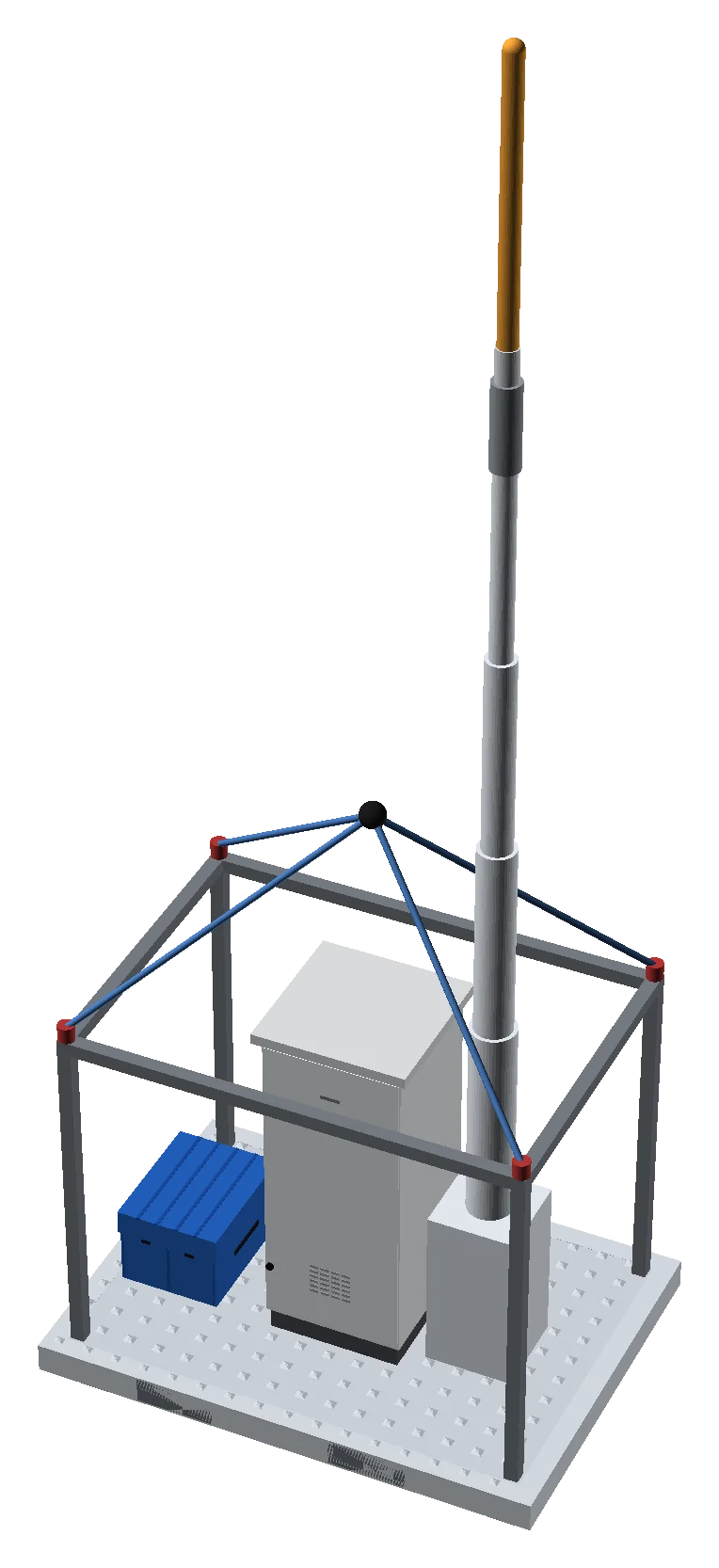 Sling module inside an open lifting frame with a raised mast